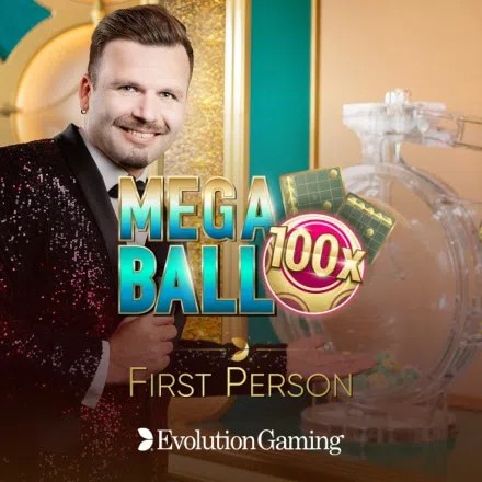 First Person Mega Ball casino game by Evolution – featured logo at Spinko24
